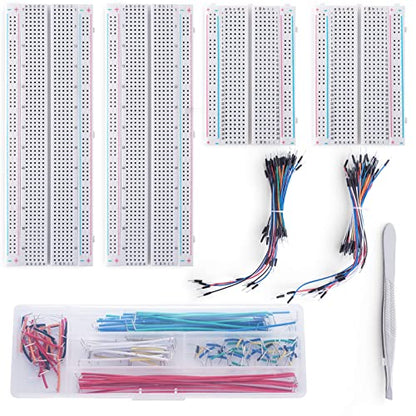 Breadboard Jumper Wire Kit:2×830&400 Breadboards,130 Flexible+280 Jumpers,1 Tweezer for Arduino Raspberry Pi - style: 2PACK