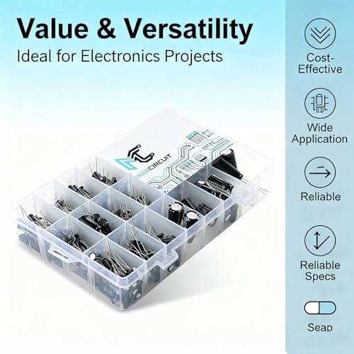 480pcs 24-Value Electrolytic Capacitor Kit 0.1uF-1000uF 10V 16V 25V 50V Capacitors Set Electronic Components for DIY Electronics Repair