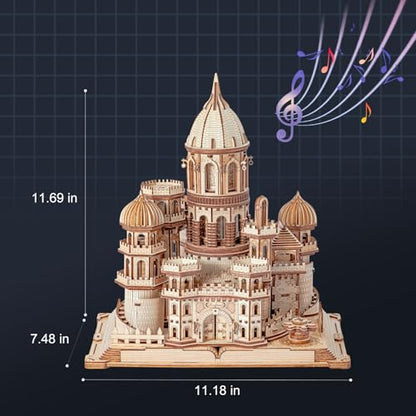 3D Wooden Puzzles DIY Mechanical Wooden Wide Model Kit 1000 Pcs 3D Puzzles for Adults Teens 14+Years Puzzle Enthusiasts Box Clockwork Enchanted Castle