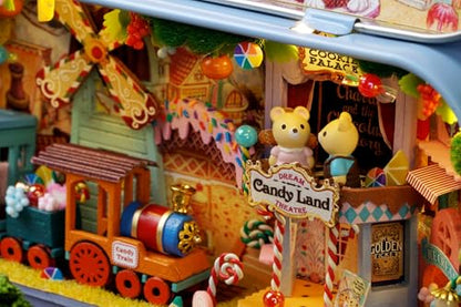 MAGQOO Miniature Dollhouse Kit Box Theater Kit Miniature Room Kit 3D DIY Wooden Doll House Kit with Furniture 1:100(Candy Adventure) - color: Candy Adventure