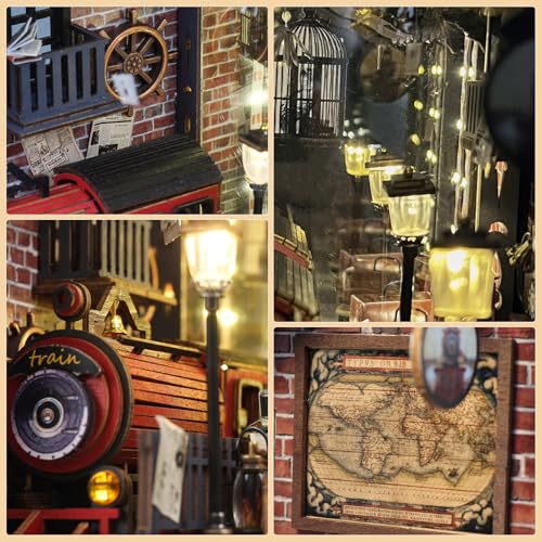 DIY Book Nook Kit, 3D Wooden Puzzle Miniature House Kit Adult, Train