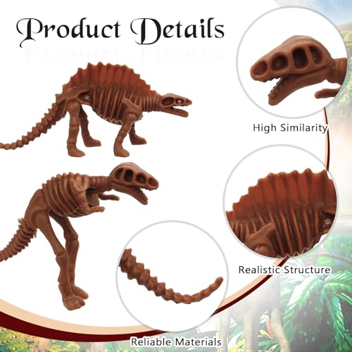 30 PCS Dinosaur Fossil Skeletons, Assorted Dinosaur Skeleton Toys Figures for Science Play Dino Sand Dig Party Favor Decorations - style: Brown