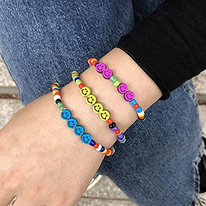 200PCS 10mm Colorful Smile Face Polymer Clay Beads Bulk for Jewelry Making - color: Clay Mixed Color