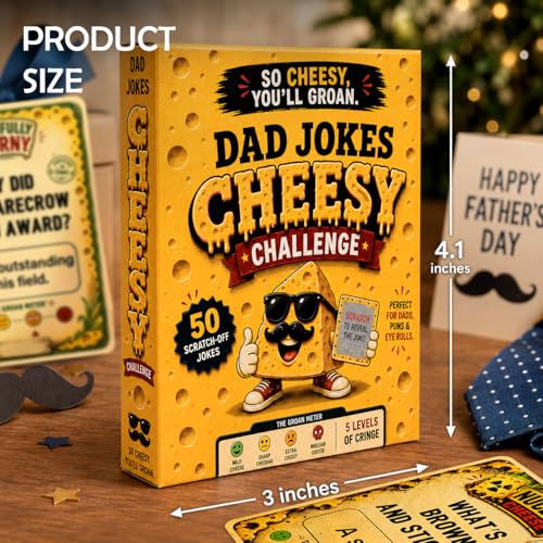 Dad Christmas Gag Gifts 2026 - Funny Dad Jokes Gifts For Dads Christmas - Funny daddy gift from daughter - Scratch Off Gag Gift for Husband, Men, Dads Stocking Stuffers - color: DadJokeCheesy