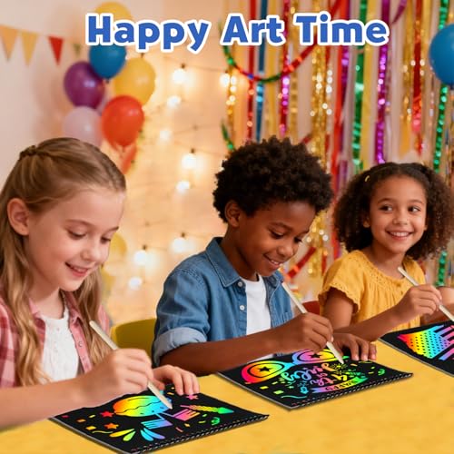 ZMLM Scratch Paper Art-Crafts Gift: 2 Pack Rainbow Notebooks Supplies Toys - color: Dark Blue