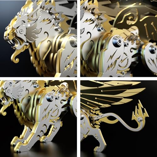 FILASLFT 3D Metal Puzzles for Adults,Mechanical Model Kit Golden Tiger - color: C4-white Tiger-golden