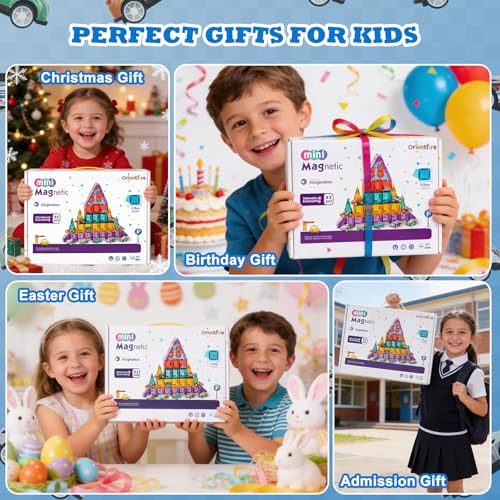 Mini Magnetic Tiles 93PCS Set with 12 Cars, STEM Building Blocks for Kids - size: 93PCS