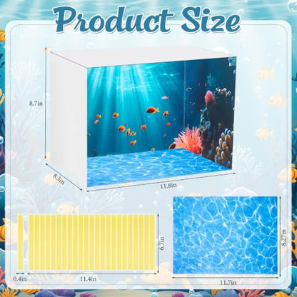 AmazingSpark 2 Set Ocean Diorama Box and Water Sticker Decor, Under the Sea Diorama Project Supplies Set, Cardboard Display Case Kit & Water Sticker with Double Sided Tapes for DIY Crafts Dollhouse - style: Ocean2,Cube