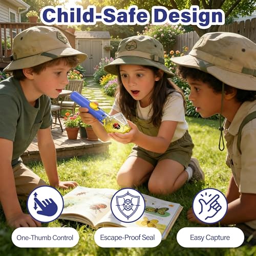 Bug Catcher for Kids with 6X Magnifier, STEM Exploration Toys, 2 Pack Blue