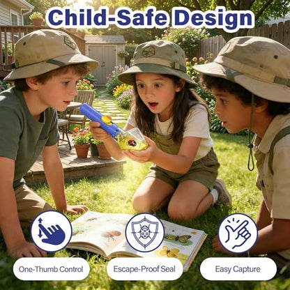Bug Catcher for Kids with 6X Magnifier, STEM Exploration Toys, 2 Pack Blue