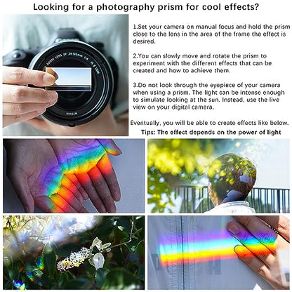 QFkris 4pcs Clear K9 Crystal Triangular Prism for Photo Rainbow Lights - color: 4-packs