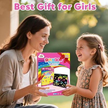 ZMLM Scratch Paper Art-Crafts Gift: 2 Pack Rainbow Notebooks Supplies Toys - color: Pink & Yellow