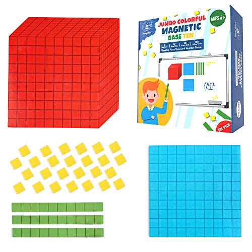 Simply magic 131 PCS Jumbo Magnetic Base Ten Blocks for Math, Math Cubes