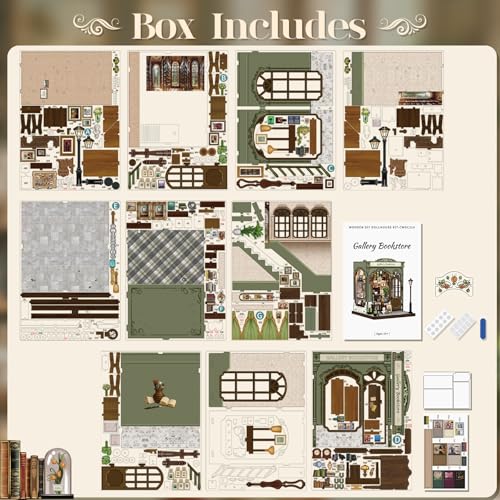 Cutefun Book Nook Kit - DIY Miniature Dollhouse Kit for Adults and Teens - color: Gallery Bookstore