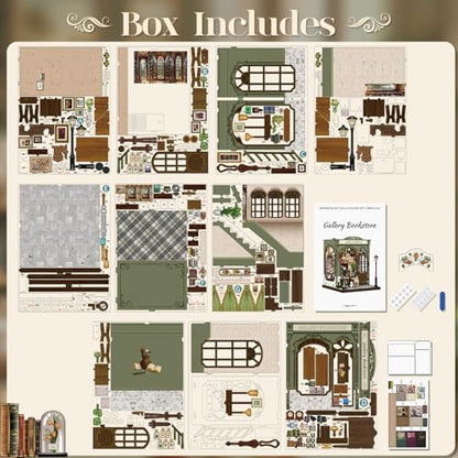 Cutefun Book Nook Kit - DIY Miniature Dollhouse Kit for Adults and Teens - color: Gallery Bookstore