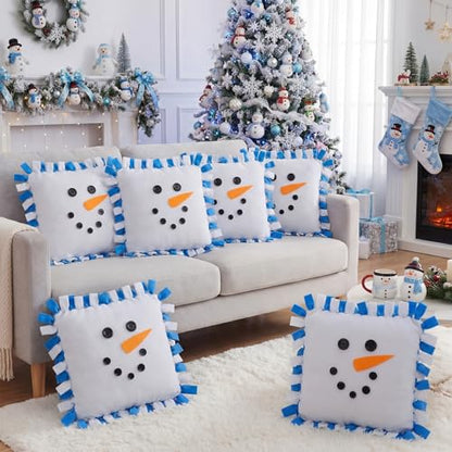 Chunful 6 Sets Winter Button Snowman Tied Pillow Craft Kit - style: Winter Snowman