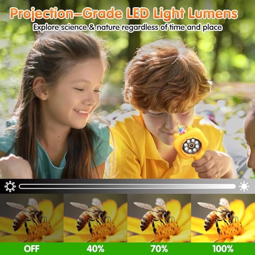 Kids Microscope, 2.4" Screen 600X Handheld Digital Microscope for Kids - color: yellow
