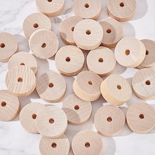 OLYCRAFT 30Pcs Wooden Craft Wheels 1.1x0.4 Inch With 15Pcs 5.9 Inch Sticks - Small Flat Wood Wheels for DIY Model Cars and Crafts Supplies - size: 1.1 inch x 0.4 inch