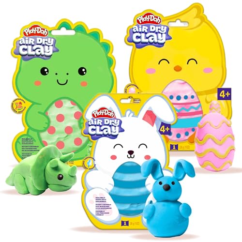 Play-Doh Scented Air Dry Clay, 3-Pack Spring Bundle, Includes 1 Green Watermelon, 1 Blue Cotton Candy, 1 Pink Bubblegum - color: Spring