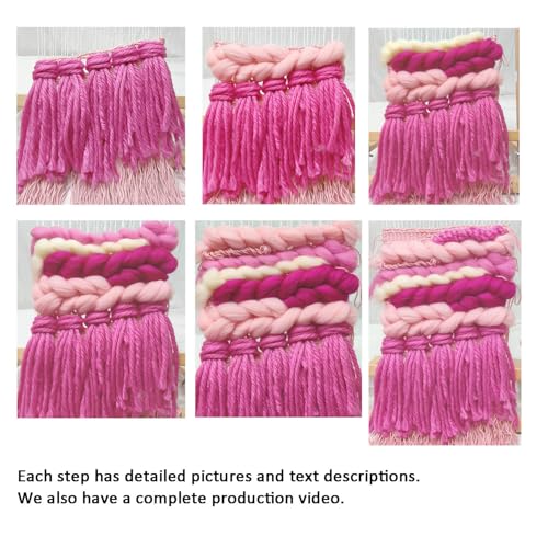 Weaving Loom for Beginners and 1 Set of Weaving Works Complete Yarn Kit with Detailed Friendly Instructions, Parents and Children in The Holiday Experience Weaving Brings Fun Pink - size: A7FT