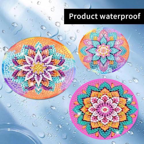 8 Pcs Diamond Art Coasters Kit for Adult with Holder, Diamond Coaster 4x4in - color: Mandala Coasters, size: 8 Pcs 4x4in