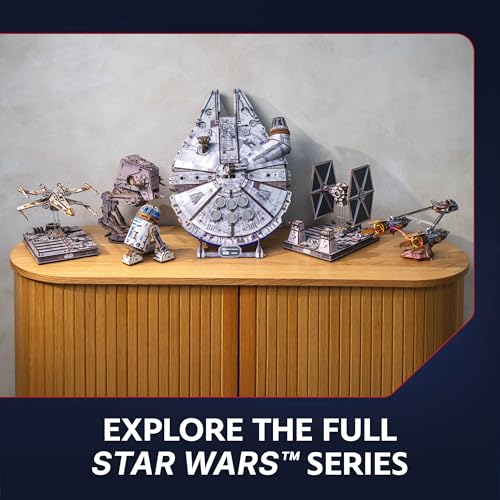 UGEARS Star Wars ™ Millennium Falcon™ Wooden 3D Puzzles for Adults - DIY Mechanical Model Kit, 3D Puzzle Brain Teaser Puzzles for Adults, Wood Model Building Kits, Hobbies for Men and Women