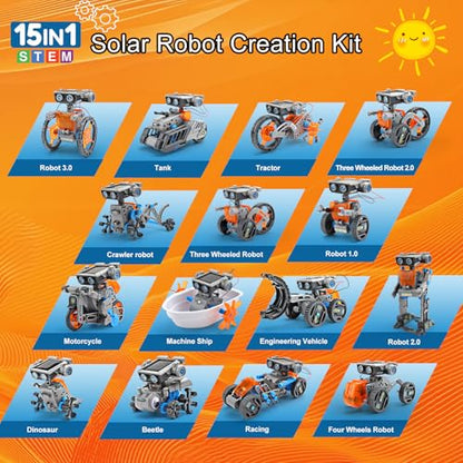 Sillbird Bundle - 2 Items STEM 15-in-1 Solar Robots Toys for Boys Age 8-13, Remote & App Controlled Wall Robot Building kit