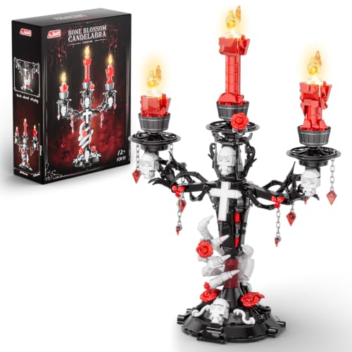 JAKI Gothic Skull Hand Roses Candelabra Building Kit with LED Light