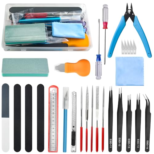 WMYCONGCONG 28 PCS Gundam Model Tool Kit Basic Model Tools Hobby Building Tools Craft Set for Car Model Building Repairing Fixing