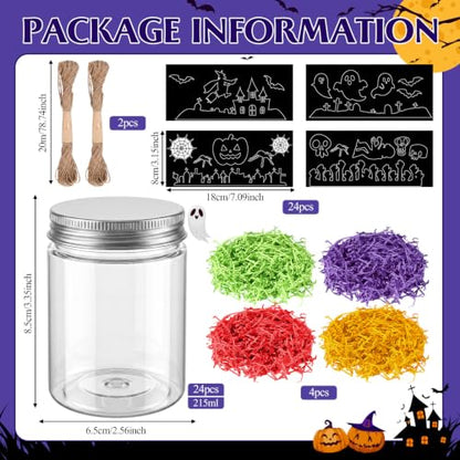 24 Sets Halloween Crafts Kits DIY Haunted Plastic Mason Jar - style: Haunted