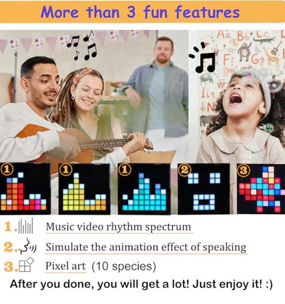 DIY Music Spectrum Soldering Project Kit, Music Active Pickups with Cool Animation and Pixel Arts for Fun，8x8 RGB Display, Great STEAM Project Kit and Gift for Friends and Family