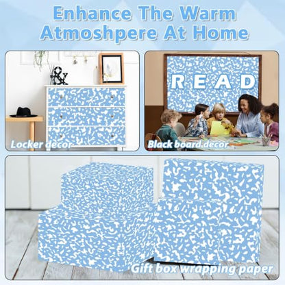 Composition Blue Bulletin Board Paper Roll Blue Dot Bulletin Board Background Paper Fade Resistant Classroom Decoration Poster for Art Craft DIY Projects Home Office Wall Party Supplies 17.7in x 20ft - style: Composition Blue