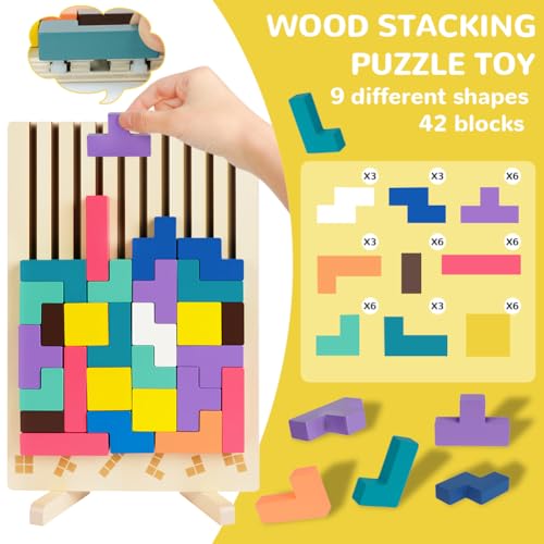 Ainiv Wooden Stacking Puzzle Toy, 3D Russian Block Puzzle