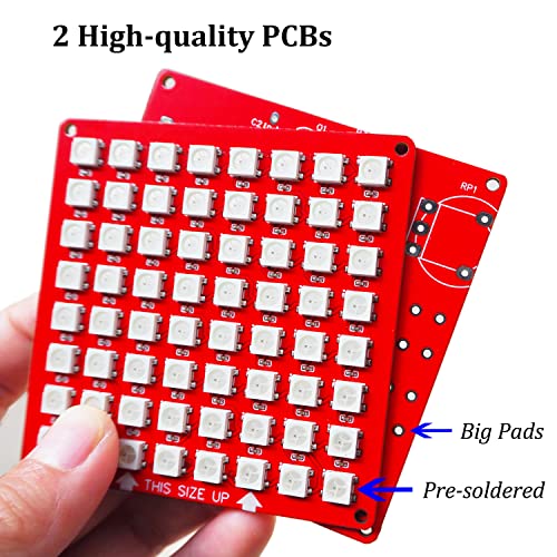 DIY Music Spectrum Soldering Project Kit, Music Active Pickups with Cool Animation and Pixel Arts for Fun，8x8 RGB Display, Great STEAM Project Kit and Gift for Friends and Family
