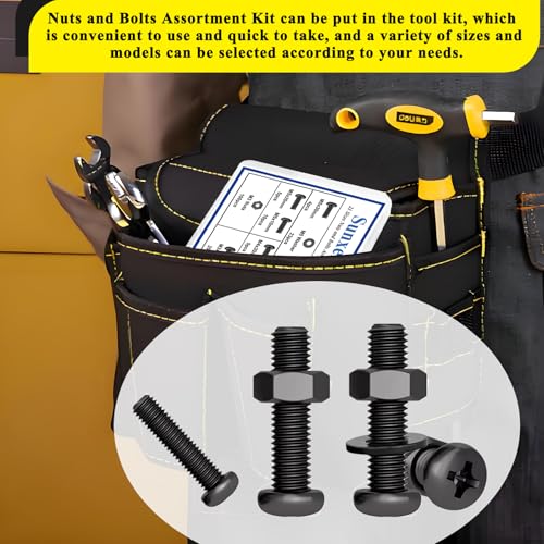 516Pcs Nuts and Bolts Assortment Kit, Phillips Pan Head, Black - color: Black