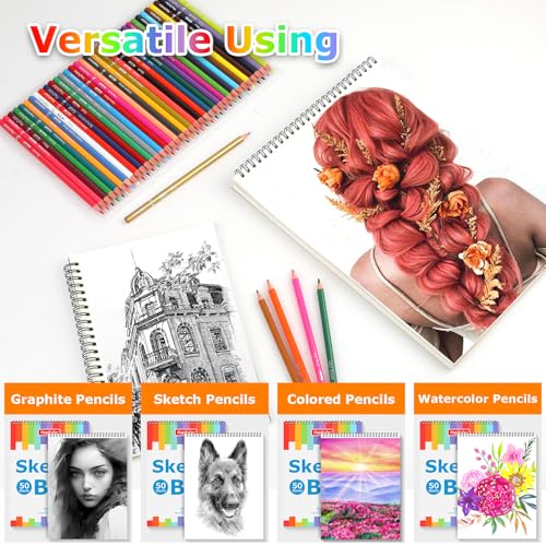 9" x 12" Sketch Book, 2-Pack 50 Sheets Spiral Bound Art Sketchbook Notebook - size: 9" x 12"(Pack of 2)