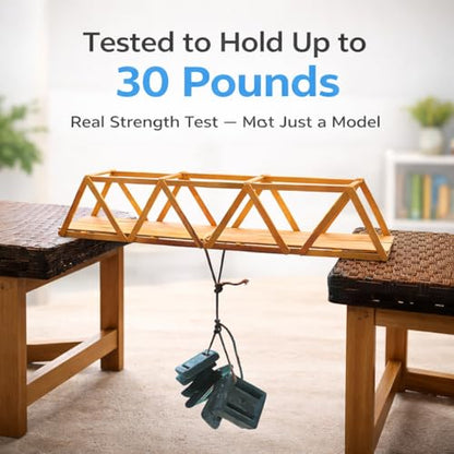Perfect Stix Wooden Truss Bridge Kit – STEM Bridge Kit Complete with Instructions Made in USA - Great for School Projects/STEM Based Learning