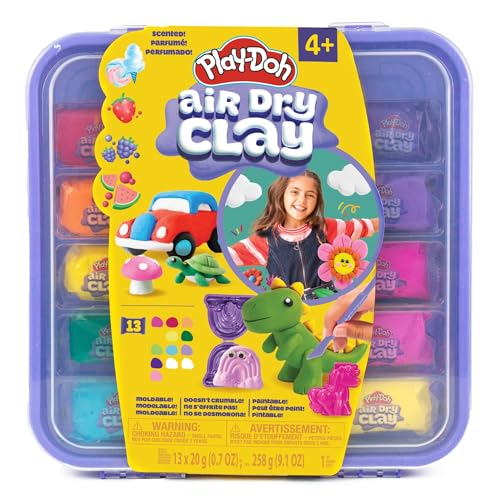 Play-Doh Air Dry Clay Case, Scented Variety Pack, 13 Air-Dry Clays, Fun Molds, Wiggly Eyes, and Sculpting Tool, Arts and Crafts Supplies, Modeling Clay, Fun Kids Activities, Pottery - color: Air Dry Clay Case, size: 13 Pack