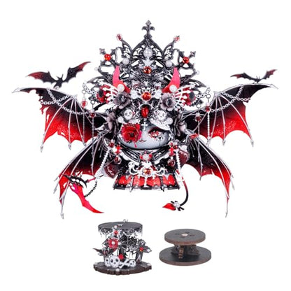 MU 3D Metal Puzzles for Adults Magnetic Interchangeable Cat Head Puzzle Vampire Dark Queen Kitty with 2 Base, Spooky Puzzle Metal Models Kits Building, DIY Sets Cat Lover Owner Gifts Collectibles - style: Vampire Queen