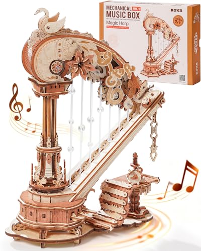 ROKR 3D Puzzles for Adults Harp Music Box, 3D Wooden Puzzle Building Kits