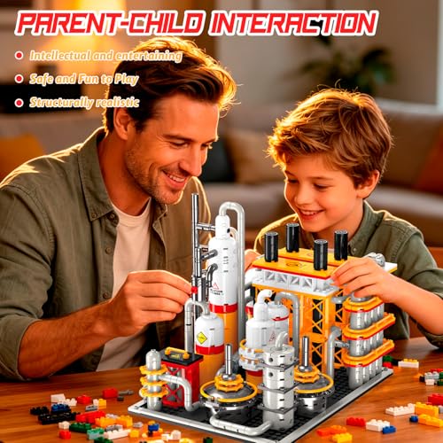 Oil Refinery Building Set, 734 PCS Industrial Processing Plant Brick Model with Distillation Towers, Display Model Kit for Adults and Kids Ages 6+ - style: Oil Refinery