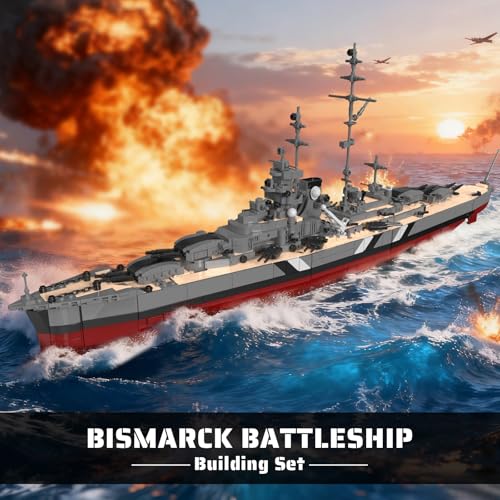 NUTCRACKER Military Building Blocks Set for Adults, 2535 Pcs WWII German Bismarck Battleship Model Kit, 60015 Warship Building Bricks Kit, Collectible Display Gift for Military Enthusiasts