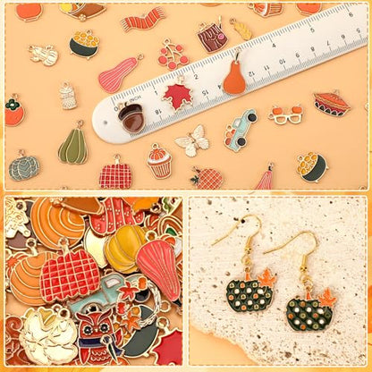 SANNIX 350Pcs Fall Charms, Thanksgiving Charms for Jewelry Making Bulk - color: Fall Color