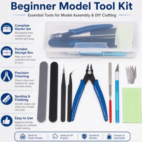 Model Tool Kit Precision Cutters Tweezers Knife with Storage Case for Model Building Maintenance and Assembly, 14Pcs - size: 14Pcs