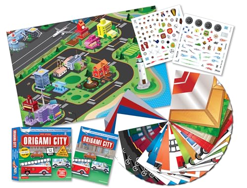Origami City Kit: Fold Your Own Cars, Trucks, Planes & Trains!: Kit Includes Origami Book, 12 Projects, 40 Origami Papers, 130 Stickers and City Map (Tuttle Specials)