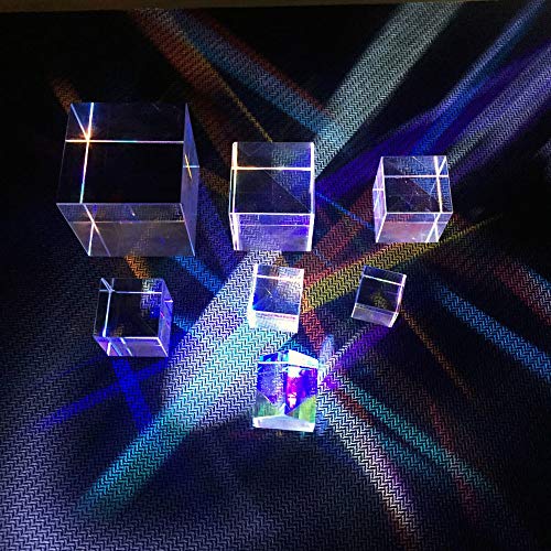 GARPROVM Optical Glass RGB Dispersion Prism X-Cube, Light Spectrum Educational Model for Physics Science Photography Decoration, 3 Pieces 15mm - size: 15mm