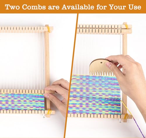 Weaving Loom for Kids,12 Colors Yarn 9.45"x11" Large Metal Bar Weaving Kit - color: Colorful