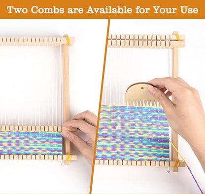 Weaving Loom for Kids,12 Colors Yarn 9.45"x11" Large Metal Bar Weaving Loom - color: Colorful