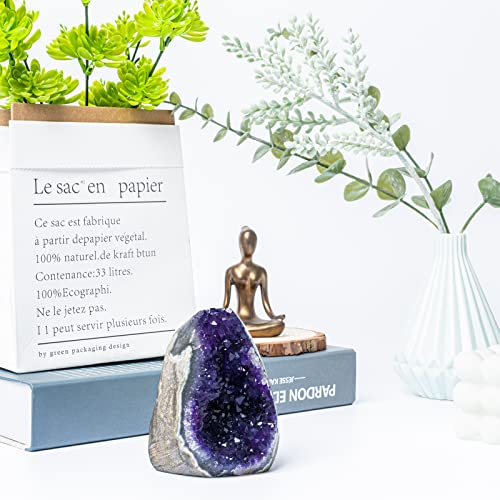 Natural Deep Purple Amethyst Crystal Geode from Uruguay 1lb-1.5lb, A Grade Amethyst Cluster, Premium Gift Box for Collectors Reiki Healing Positive Energy by GEMBOURY - size: 1 Pound-1.5 Pound