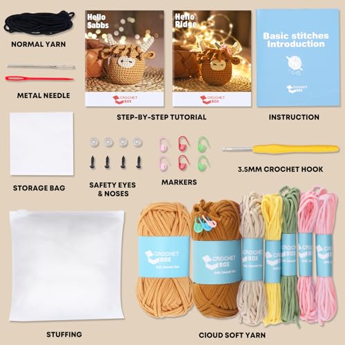 CrochetBox 2 PCS Highland Cow Crochet Kit, Brown Cow Set for Beginners - color: 2 PCS Highland Cow and Brown Highland Cow
